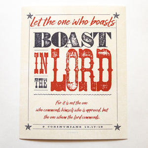 2 Corinthians 10:17-18, Boast in The Lord, printed on fine art paper