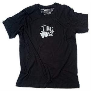 Black Christian t shirt with "The Way" from John 14:6 printed in white